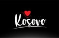 Kosovo country text typography logo icon design on black background