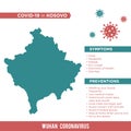 Kosovo Europe Country Map. Covid-29, Corona Virus Map Infographic Vector Template EPS 10