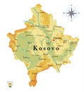 Kosovo highly detailed physical map