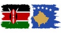 Kosovo and Kenya grunge flags connection vector