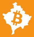 Kosovo map with bitcoin crypto currency symbol illustration