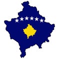 Kosovo map with flag