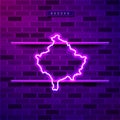 Kosovo map glowing purple neon lamp sign