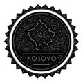 Kosovo Map Label with Retro Vintage Styled Design.