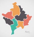 Kosovo Map with states and modern round shapes