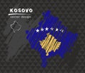 Kosovo national vector map with sketch chalk flag. Sketch chalk hand drawn illustration