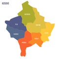 Kosovo political map of administrative divisions