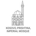 Kosovo, Prishtina, Imperial Mosque travel landmark vector illustration Royalty Free Stock Photo