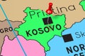 Kosovo, Pristina - capital city, pinned on political map