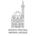 Kosovo, Pristina, Imperial Mosque travel landmark vector illustration