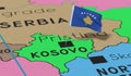 Kosovo, Pristina - national flag pinned on political map