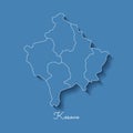 Kosovo region map: blue with white outline and.