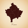 Kosovo region map: retro style brown outline on.