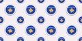 Kosovo round flag seamless pattern. Kosovan background. Vector circle icons. Geometric symbols stickers. Texture for