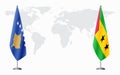 Kosovo and Sao Tome and Principe flags for official meeti