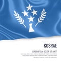 Kosrae flag. Flag of Federated States of Micronesia state Kosrae waving on an isolated white background. State name and the text