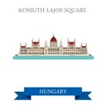 Kossuth Lajos Square Budapest Hungary flat vector attraction Royalty Free Stock Photo