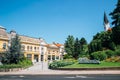 Kossuth Lajos street and Evangelikus Templom old church in Veszprem, Hungary