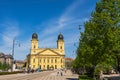 Kossuth square and Protestant Great Church in Debrecen, Hungary Royalty Free Stock Photo