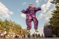 19-08-16, Kostanay, Kazakhstan. A guy in a IT suit bounced above the ground. A very scary clown hung in the air above people.