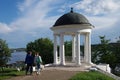 KOSTROMA, RUSSIA - July, 2016: Gazebo Ostrovsky on the bank of the Volga river Royalty Free Stock Photo