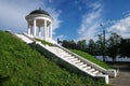 KOSTROMA, RUSSIA - July, 2016: Gazebo Ostrovsky on the bank of the Volga river Royalty Free Stock Photo