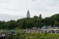 Kostroma, Russia, July 8, 2023. Retail area at the pier in the city center.