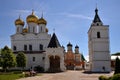Kostroma, Russia, May 26, 2021:  Ipatiev Monastery Hypatian Monastery, male monastery 1330, Trinity Cathedral and belfry, Gold Royalty Free Stock Photo