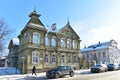 Kostroma, Russia - 02.05.2021: Wooden mansion in Kostroma in the form of a terem