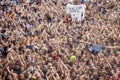 People having fun at a concert during the 23rd Woodstock Festival Poland.