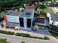 KOSZALIN, POLAND - 10 AUGUST 2018 - Aerial view on Politechnika Koszalin study building in city Koszalin, area of Kwiatkowskiego s