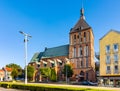 XIV century gothic Holy Mary Immaculate Conception Cathedral at Zwyciestwa street in historic old town of Koszalin in Poland Royalty Free Stock Photo