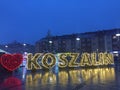 Koszalin, Poland, December 2018 City Square illumination