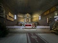 Koszecin, Poland, January 4, 2024: Interior of the old wooden church of the Holy Trinity in Koszecin, Poland. Main altar with Royalty Free Stock Photo