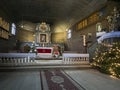 Koszecin, Poland, January 4, 2024: Interior of the old wooden church of the Holy Trinity in Koszecin, Poland. Main altar with Royalty Free Stock Photo