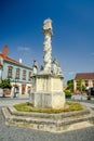 Plague column statue in front of the Sacred heart church in Koszeg