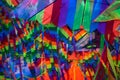 Close up shot of colourful kites