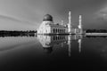 Kota Kinabalu city mosque in black and white, Sabah, Malaysia