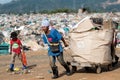 Scavenger at the landfill site Royalty Free Stock Photo