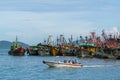 Fisherman boats anchored at Kota Kinabalu Royalty Free Stock Photo