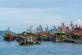 Fisherman boats anchored at Kota Kinabalu Royalty Free Stock Photo
