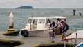 Kota Kinabalu,Sabah-Dec 12,2018:Group of tourist ready to the Manukan island in boat jetty of Kota Kinabalu,Sabah.