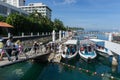 Kota Kinabalu, Sabah, Malaysia - January 24, 2018 : Luxury Boats and yachts in a Sutera Harbour, Kota Kinabalu, Sabah Borneo with