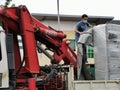 Photo of lorry crane operator. Royalty Free Stock Photo