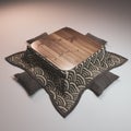 The kotatsu low table japanese style and pillow on white background.3D rendering Royalty Free Stock Photo