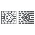 Kotel line and glyph icon, religion and judaism, jewish wall sign, vector graphics, a linear pattern on a white Royalty Free Stock Photo