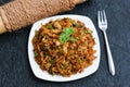 Kothu Parotta a popular South Indian street food in Kerala made with shredded Porotta Royalty Free Stock Photo