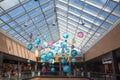 KOTKA, FINLAND - SEPTEMBER 27, 2018: interior of the Shopping Center Pasaati. Glass roof. Town is located in The Kymenlaakso