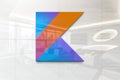 Kotlin on glossy office wall realistic texture