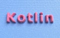 Kotlin Programming Language. Development concept. Coding background. Colored pixelized text. 3d render Royalty Free Stock Photo